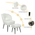 thumbnail image 6 of Hofitlead Cream White Velvet Accent Chair with Ottoman,Dinning Upholstered Chair for Living Room,Vanity Chair With Footstool, 6 of 8