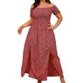 thumbnail image 1 of Vestido de Manga Corta para las Mujeres Sexy Pequeña Impresión Puff Manga de Rodilla, Ligero Poliéster Vestido de Fiesta Casual para Verano Primavera Invierno, 1 of 8
