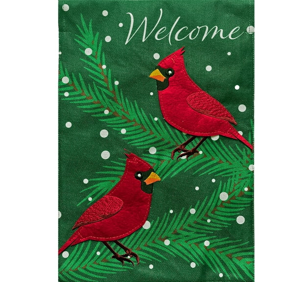 Briarwood Lane Winter Burlap House Flag 40x28 For Outdoor Cardinals in Snow For Winter House Flag