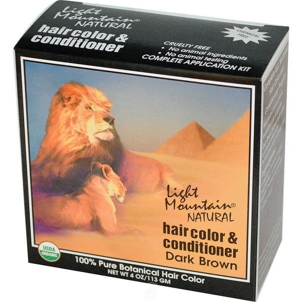 Natural Hair Color & Conditioner DarkBrown 4 Oz by Light Mountain, Pack of 2