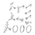 thumbnail image 4 of Juego de 12 pendientes de aro de moda para mujeres y niñas, aretes tipo botón Plata, 4 of 9