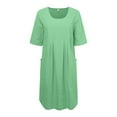 thumbnail image 3 of Summer Dresses For Women Solid Color Linen Pockets Tunic Midi Dress Tunic Dresses for Summer Petite Dress Women Dresses below The Knee Women S Dresses for Summer V Neck Short Dress Summer Dresses, 3 of 4