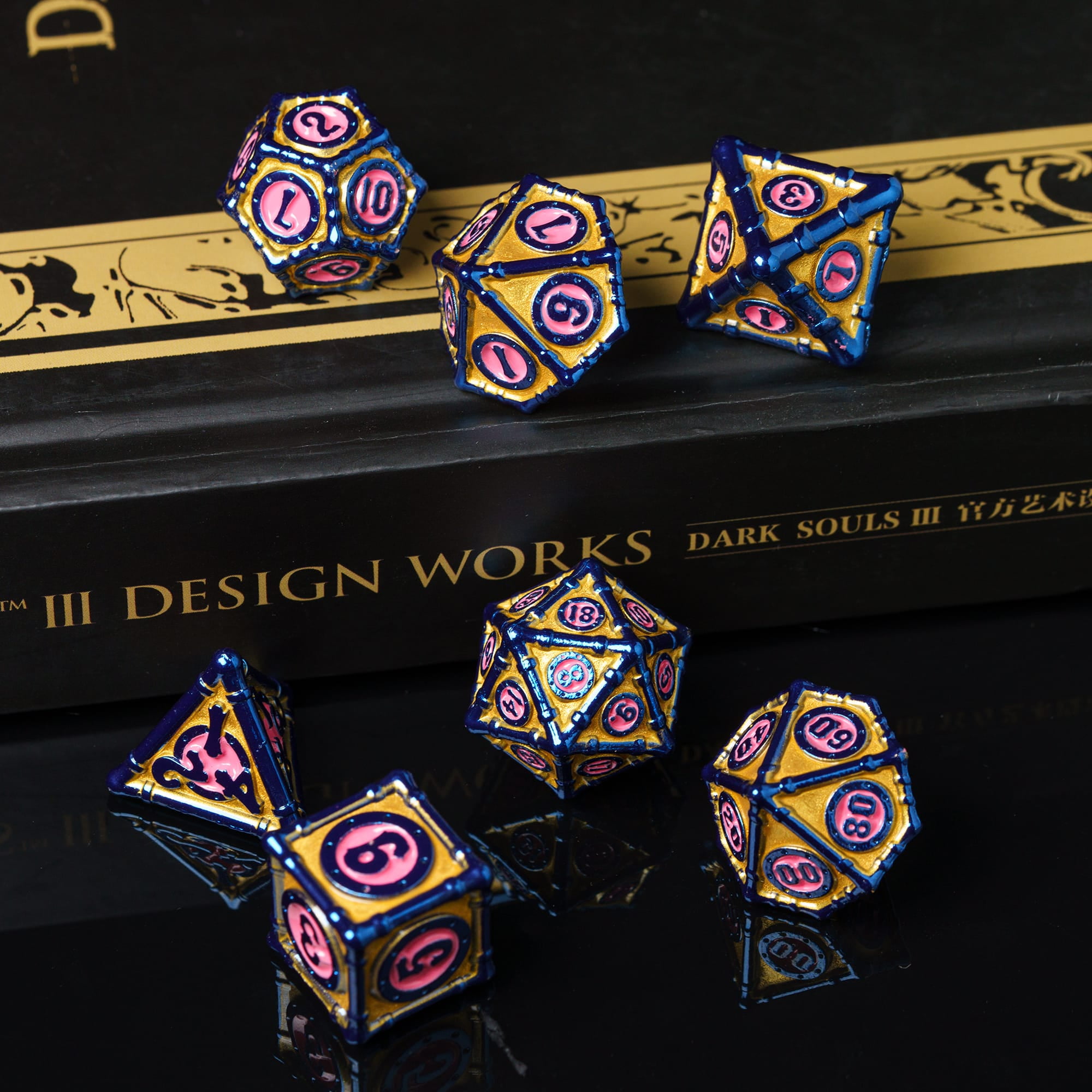 Cusdie 7 Pcs DND Metal Dice, Steampunk Style Polyhedral Dice Set, Metal Dice Set for Role Playing Game D&D Dice MTG Pathfinder