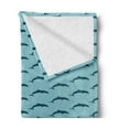 thumbnail image 2 of Dolphin Soft Flannel Fleece Throw Blanket, Ocean Aquatic Fauna Dolphin Silhouette with Blue Color Scheme Abstract, Cozy Plush for Indoor and Outdoor Use, 50" x 70", Pale Blue Dark Blue, by Ambesonne, 2 of 5