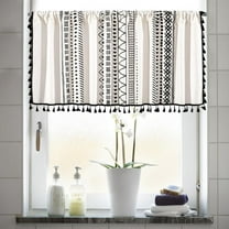 Boho Tassels Valances for Window, 59’’W x 17’’L, Room Darkening Striped Curtain Valance Window Treatments for Kitchen Bathroom Living Room Decors