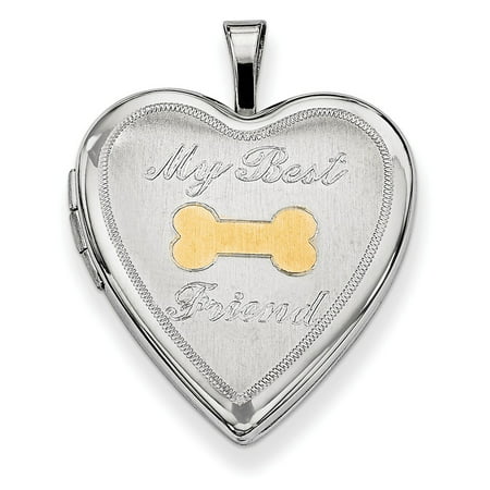 Mireval Sterling Silver Two-Tone Anti-Tarnish Treated My Best Friend Dog Bone Heart (Best Friend For Sale)