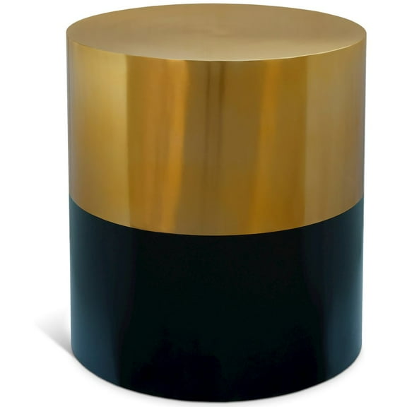 Meridian Furniture Sun Brushed Gold Top End Table with Matte Black Base
