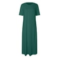 thumbnail image 4 of GEWSEY Women's Short Sleeve Loose Plain Maxi Dresses Casual Vacation Long Dresses with Pockets (Green, M), 4 of 6