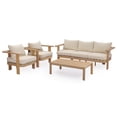 thumbnail image 3 of Christopher Knight Home 4-Piece Patio Conversation Set with Cushions, Coffee Table, Light Teak + Cream, 3 of 16