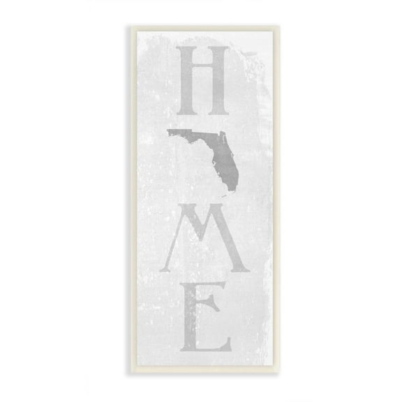 Stupell Industries Florida Home State Map Grey Textured Word Design Wall Plaque Art by Daphne Polselli