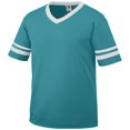thumbnail image 2 of Augusta L Youth Sleeve Stripe Jersey Teal/White 361, 2 of 2