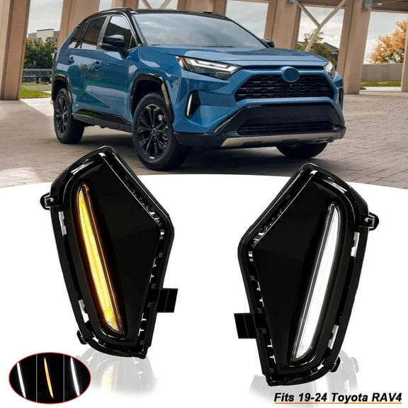 LED Double Color DRL Fog Lights W/Turn Signal Function For Toyota RAV4 2019-2024-