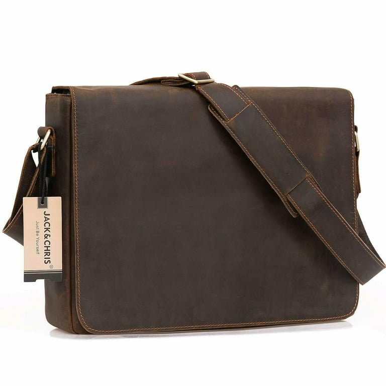  Jack&Chris Full Grain Leather Briefcase for Men,Business  Messenger Bag Laptop Bag Attache Case 15.6 : Electronics