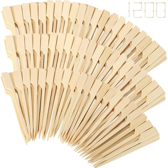 3.5 Inches [1200PCS] Cocktail Picks Bamboo Skewers For Appetizers, Paddle Wooden Skewers, Fancy Flat Toothpicks For Appetizers Party Sandwich Fruit Charcuterie