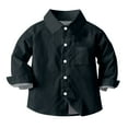 thumbnail image 2 of Hduncf 6Months-8Years Boys' Long Sleeve Button Down Toddler Dress Shirt Solid Oxford Uniform Shirts with Chest Pocket Black 7 Years, 2 of 6