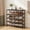 Black, variant on CONCETTA 5-Tier Adjustable Shoe Rack Antique Wood Mesh Metal Shelves Wooden Top for Entryway