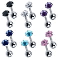 thumbnail image 2 of 12pcs Stainless Steel Barbell Ear Cartilage Tragus Helix Stud Earring Piercing Surgical Steel Zircon Multicolor Ear Studs (Assorted Color), 2 of 7