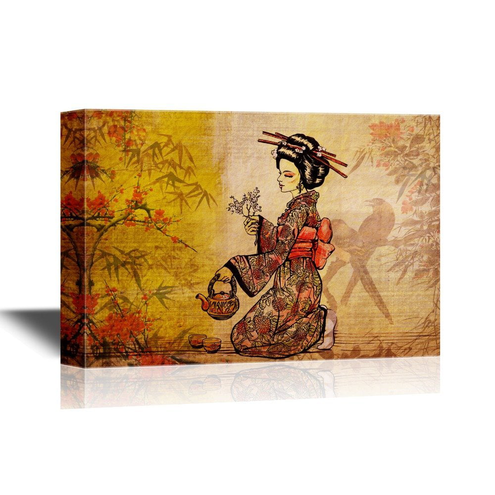 wall26 Japanese Culture Canvas Wall Art - Traditional Japanese Woman ...