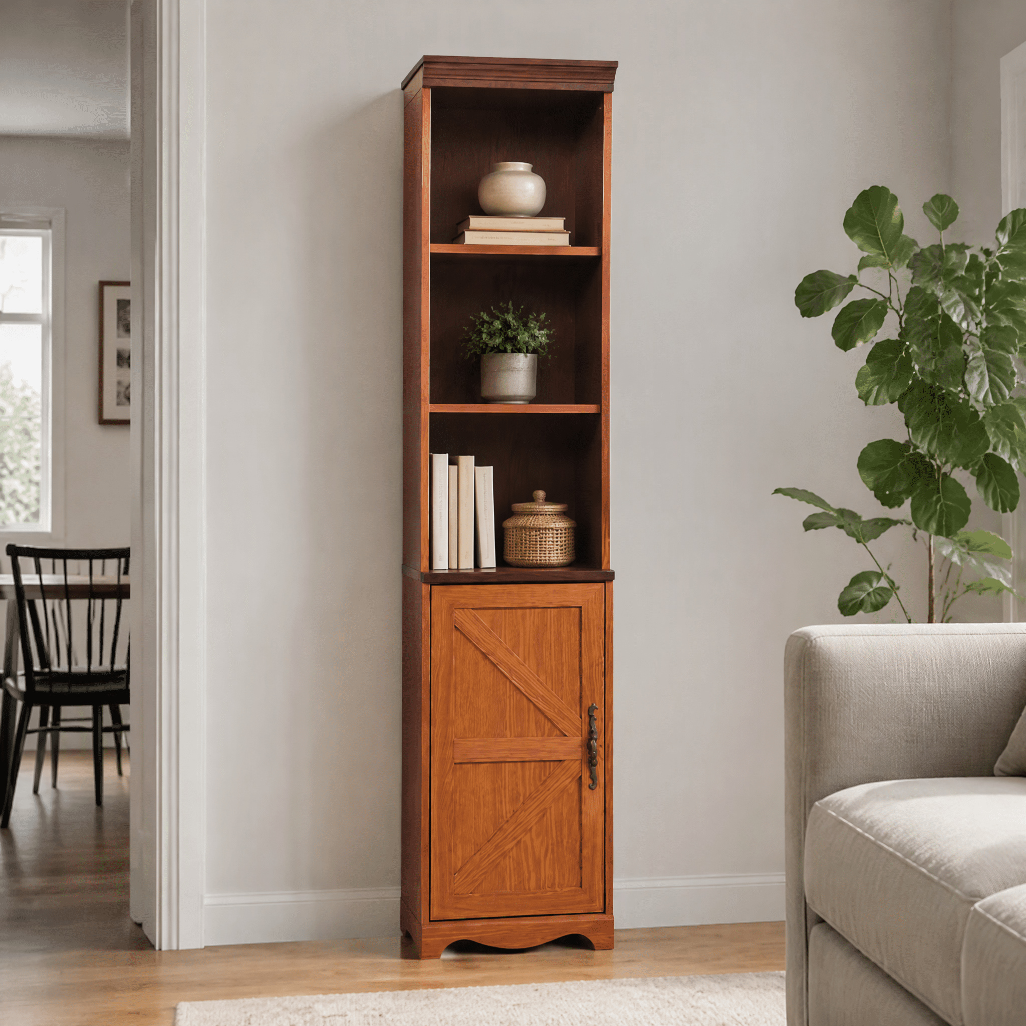 70.86" Tall 5-Shelf Storage Cabinet, Freestanding MDF Bookshelf, DIY Combinable Display Cabinet for Living Room Bedroom