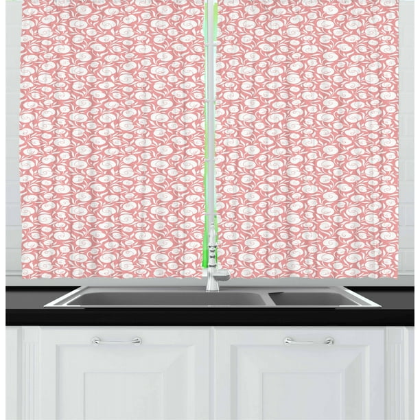 Garden Art Curtains 2 Panels Set Romantic Sensual Calla Flowers Pattern As Silhouette Petal Leaves Print Window Drapes For Living Room Bedroom 55w X 39l Inches Pale Pink White By Ambesonne