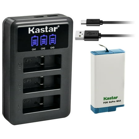 Kastar 1 Pack Battery and LCD Triple USB Charger Compatible with GoPro Max SPCC1B ACDBD-001 ACBAT-001 ACCBAT-001 CHDHZ-201 CHDHZ201 Battery GoPro MAX 360 Waterproof Degree 5.6K Action Camera