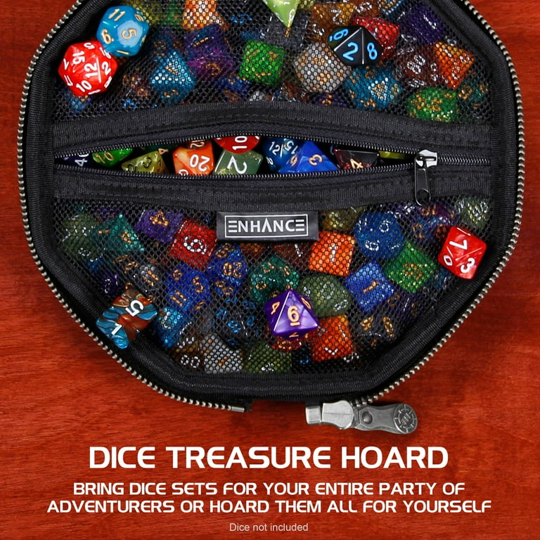  ENHANCE DnD Dice Tray and Dice Case - DnD Dice Holder for up to  150 D&D Dice with Rugged Hard Shell Exterior and Protective Soft Interior -  Dice Rolling Tray Perfect