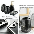 thumbnail image 4 of Bathroom Soap Dispenser Set Bathroom Accessories Set 4 Pcs Ceramic Marble Bathroom Accessories Complete Set Bathroom Decor - 1 Soap Dispenser, 2 Tumblers, 1 Soap Dish, Glossy Black, 4 of 6