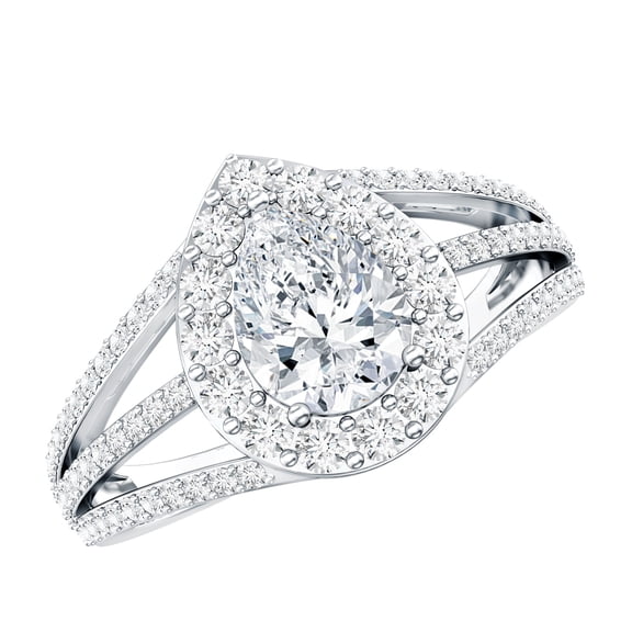 Rosec Jewels Pear Shaped CZ Engagement Ring for Women (AAAA Grade) - 925 Silver Teardrop Ring - Ready to Gift with Jewelry Box, US 5.00