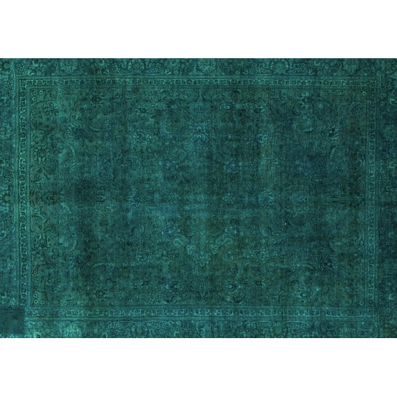 Ahgly Company Machine Washable Indoor Rectangle Abstract Turquoise Blue Modern Area Rugs, 7' x 9'