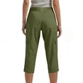 thumbnail image 4 of Hueook Khaki Pants Capri Hiking Women Solid Color with Elastic Waist Casual Clothes Pockets Full Length Capris Pants Army Green 2X, 4 of 6