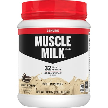 Muscle Milk Genuine Cookies N Creme Protein Powder Drink Mix, 32g Protein, 1.93 Pound