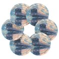 thumbnail image 2 of Haosy Set of 6 Drink Woven Coaster with Holder Heat Resistant Non-Slip Bar Coasters 4 Inches Train in Blue Sky, 2 of 7