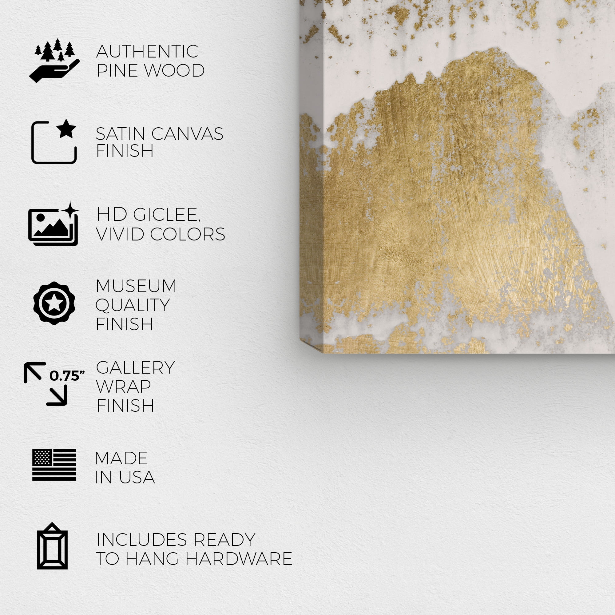 Golden Metal Rust Abstract Wall Art Print Gold 24x36