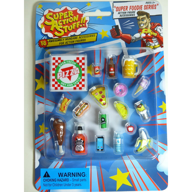 Super Action Stuff Super Foodie Recooked Action Figure Accessories 1:12 and Six inch Scale Miniature Plastic Food Accessories for 5, 6 and 7 inch