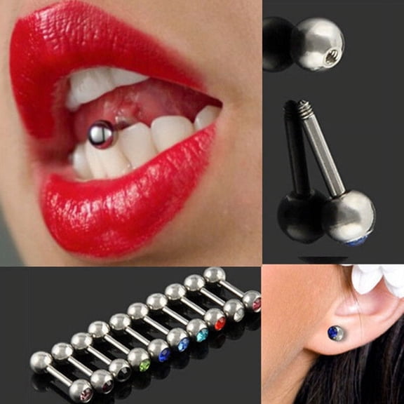 10pcs Mixed Ball Tongue Bars Rings Barbell Piercing Stainless Steel V XUANIZ AL
