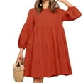 thumbnail image 2 of APEXFWDT Womens Long Puff Sleeve Dress Casual Babydoll A-Line Mini Dresses for Women High Waist Loose Flowy Pleated Tunic Dress, 2 of 6