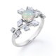 thumbnail image 4 of JeenMata Anillo de Compromiso con Ópalo de Fuego Mexicano de 0,75 ct y Moissanita, Engaste de Tensión Estilo Catedral, Chapado en Oro Blanco de 18 K sobre Plata, 4 of 5