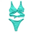 thumbnail image 4 of Abcnature Women's Bikini Swimsuits Sets, Thong Bikini Sets Bikini Two Piece Solid Color Sling Beachwear Swimwear Bikini Sets for Women Green L, 4 of 4