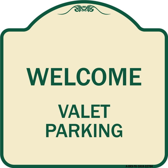SignMission Designer Series Sign - Welcome Valet Parking | Tan & Green 18" X 18" Heavy-Gauge Aluminum Architectural Sign | Protect Your Business & Municipality | Made in the USA