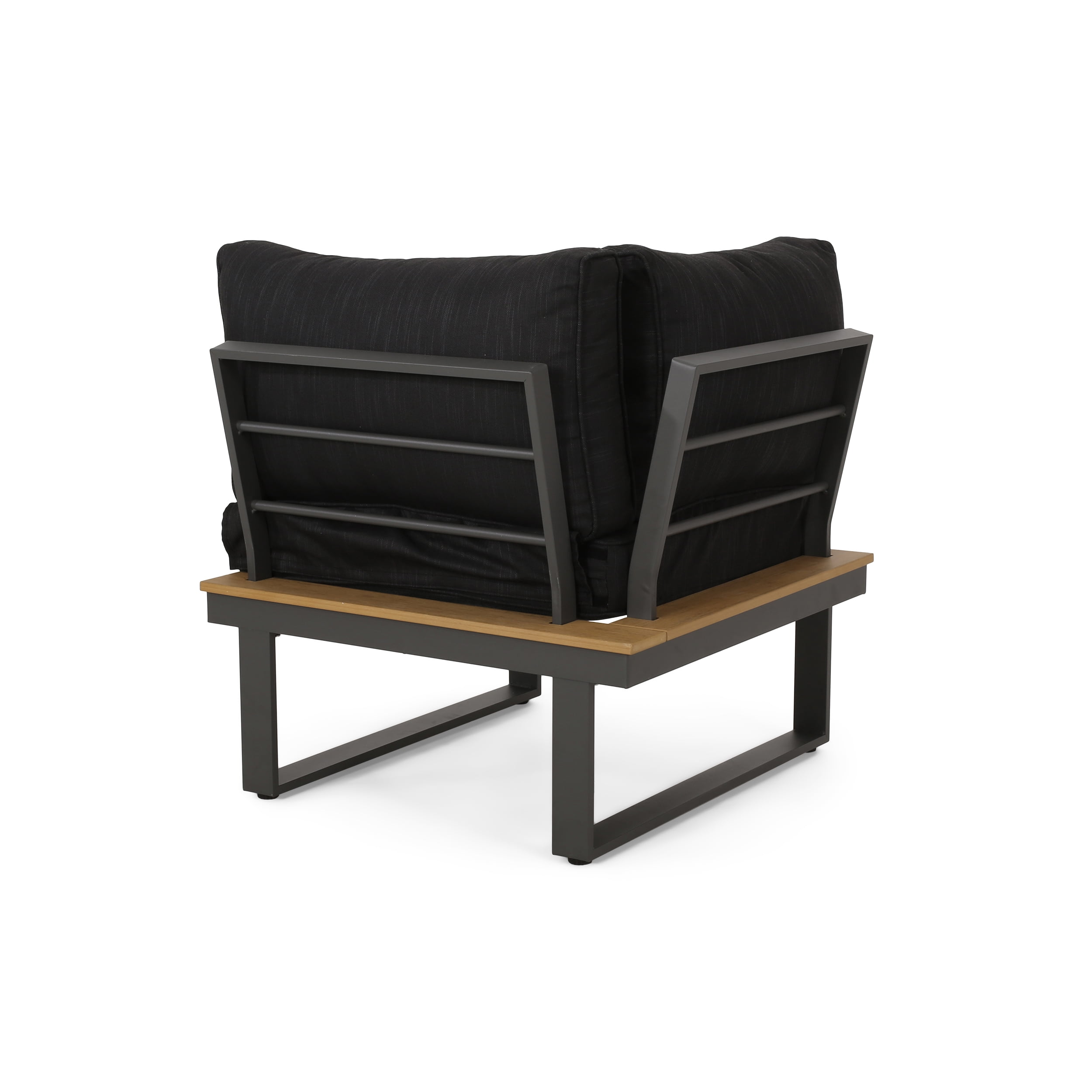 Outdoor Corner Seat and Coffee Table Combination Set, Aluminum Frame Leisure Furniture for Patio Garden, Dark Gray