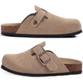 thumbnail image 4 of Comwarm Vegan Suede Clogs for Women Men, Arch Support Leather Mules Potato Sandals Shoes with Cork Footbed, Apricot, 4 of 6