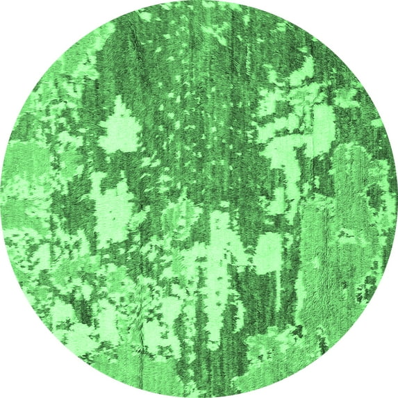 Ahgly Company Indoor Round Abstract Emerald Green Modern Area Rugs, 5' Round