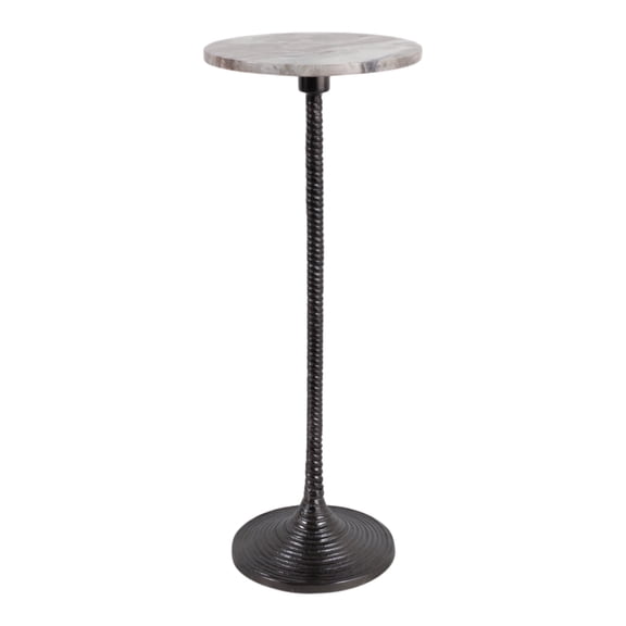 Contemporary End and Side Table with Marble Top for Home Decor - Small Table Stand for Bedside, Bedroom Decor, or Drink Table - Living Room Decor Perfect for Small Spaces or Night Stand - 26", White