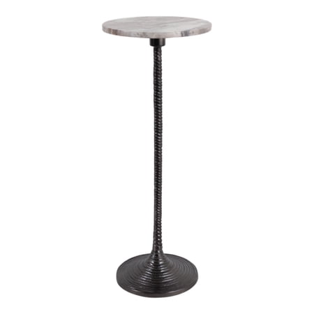 Contemporary End and Side Table with Marble Top for Home Decor - Small Table Stand for Bedside, Bedroom Decor, or Drink Table - Living Room Decor Perfect for Small Spaces or Night Stand - 26", White