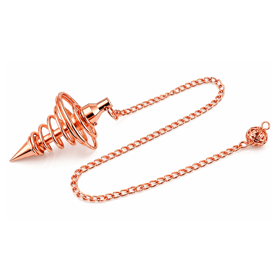 Copper Metal Light Weight Spiral Cone Point Pendulum. Healing Dowsing Reiki Pendulum For Divination and Chakra Balancing