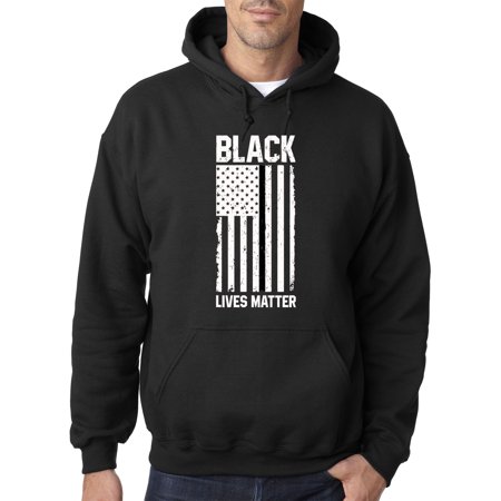 Trendy USA 1088 - Adult Hoodie USA Flag Black Lives Matter Human Rights Sweatshirt XL Black