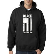 Trendy USA 1088 - Adult Hoodie USA Flag Black Lives Matter Human Rights Sweatshirt XL Black