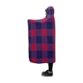 thumbnail image 2 of ASHLEIGH Hooded Blanket Purple Red Buffalo Check Lumberjack Pilling Polar Fleece Hooded Throw Wrap 50x60 inch, 2 of 3