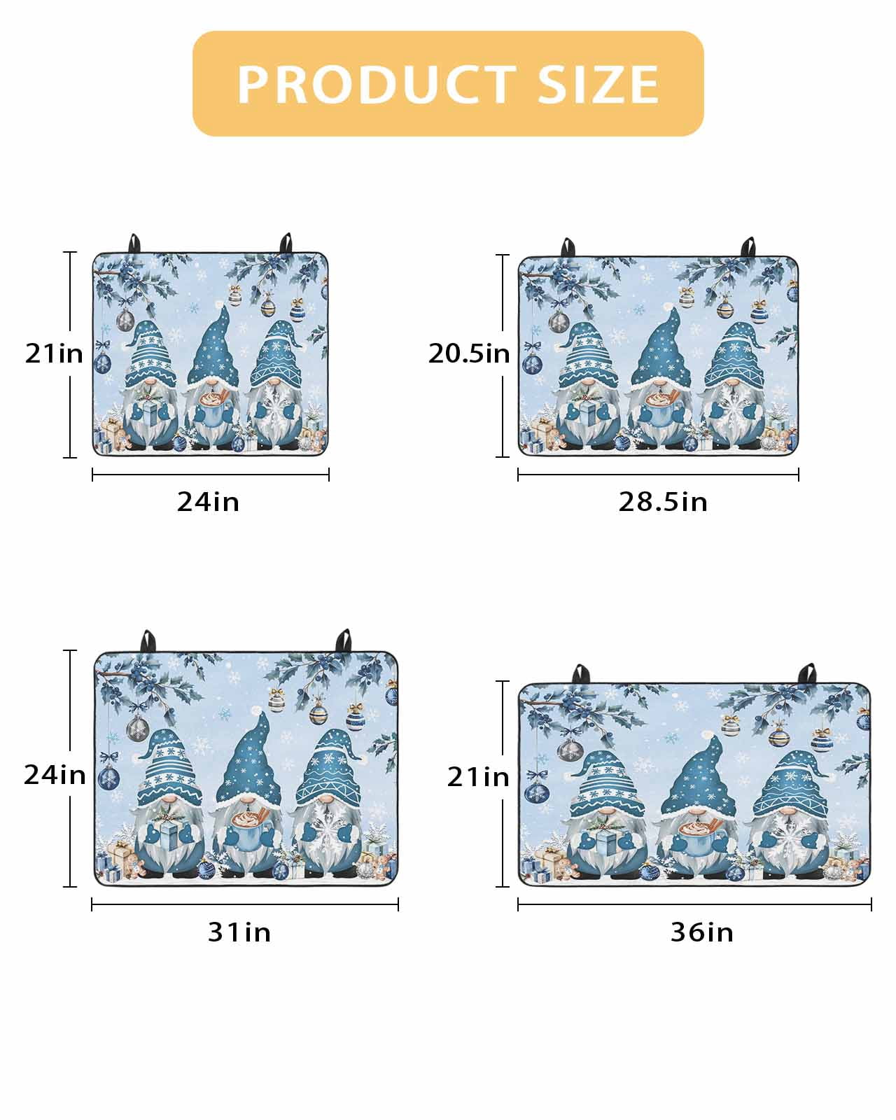 Large Induction Cooktop Protector Mat Christmas Gnomes Stove Top Covers for Electric Stove, Winter Xmas Balls Snowflake Light Blue Decorative Stove Burner Cover Mats, Glass Top Stove Cover