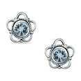 thumbnail image 2 of Bling Jewelry Womens Bali Gemstone Birthstone Flower Stud Earrings Oxidized, 2 of 6